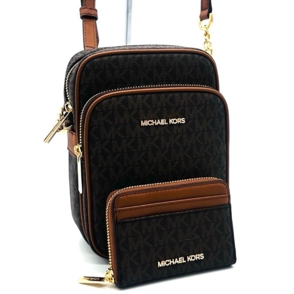 Michael Kors Medium NS Chain Xbody Bag & Jet Set Travel MD ZA Card Case Wallet - Picture 1 of 13
